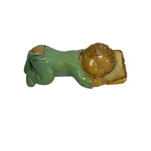 Chalkware Sleeping Baby Wall Hanging Figurine Japan 1950s